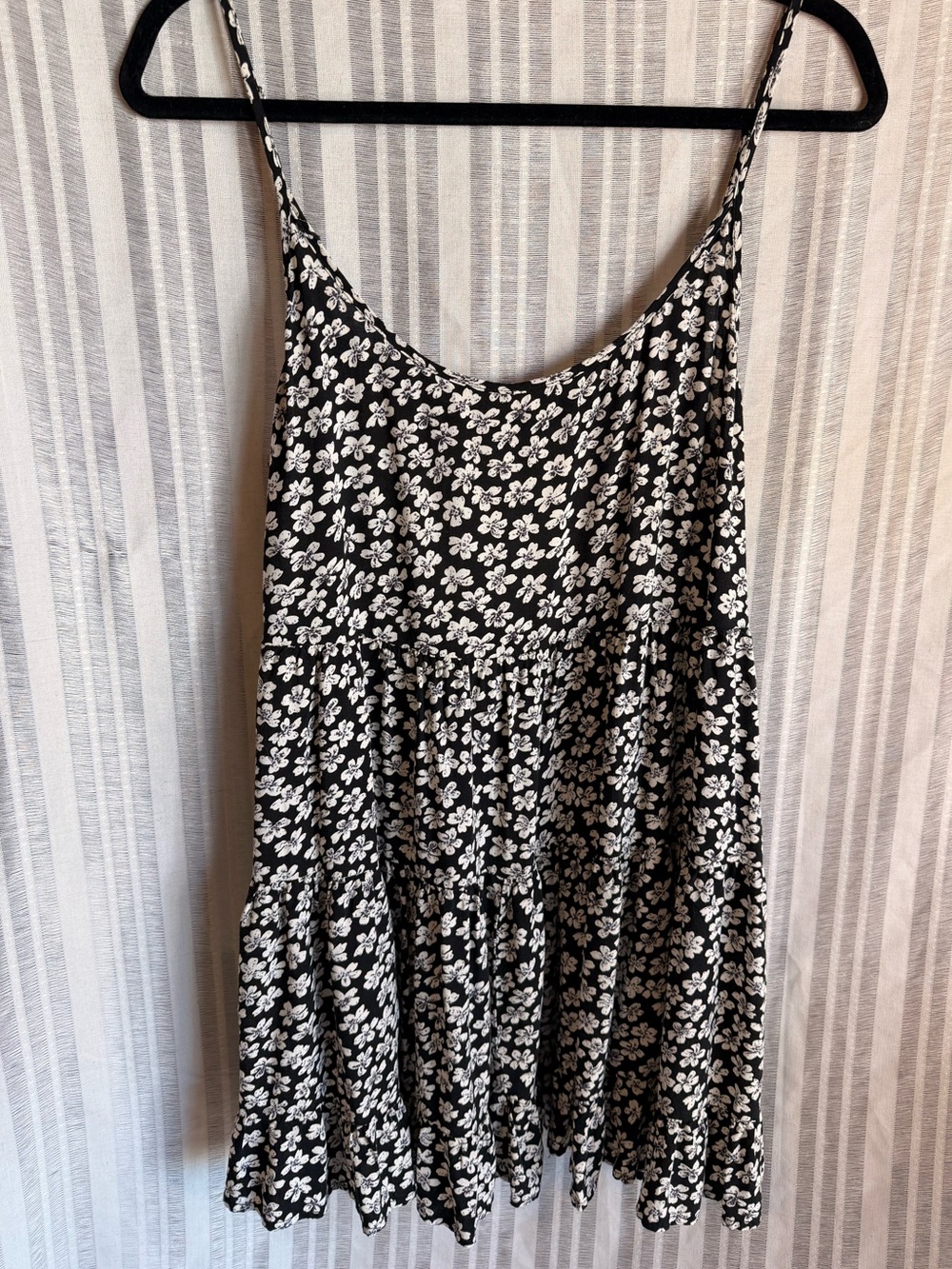 Brandy Melville Black and White Floral Babydoll Dress